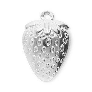 Breloques en acier Inox fraise Argent&eacute;