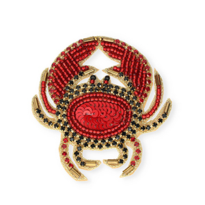 Broches crabe Dor&eacute;-rouge doublure argent&eacute;-noir
