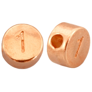 Perles chiffres en m&eacute;tal DQ 1 dor&eacute; ros&eacute; (sans nickel)