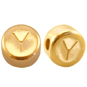 Perles alphabet en m&eacute;tal DQ lettre Y Dor&eacute; (sans nickel)
