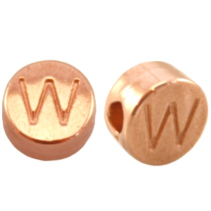 Perles alphabet en m&eacute;tal DQ lettre W Dor&eacute; ros&eacute; (sans nickel)