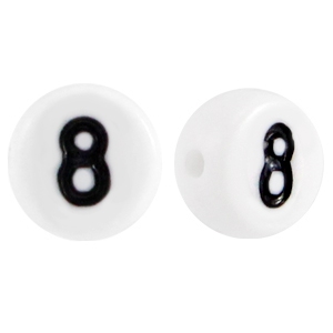 Perles acryliques chiffres 8 Blanc