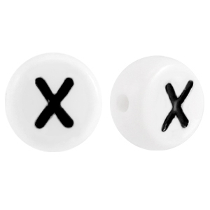 Perles acryliques alphabet lettre X blanc