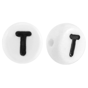 Perles acryliques alphabet lettre T blanc