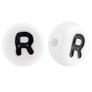 Perles acryliques alphabet lettre R blanc