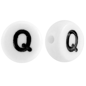 Perles acryliques alphabet lettre Q blanc