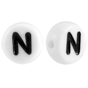 Perles acryliques alphabet lettre N blanc