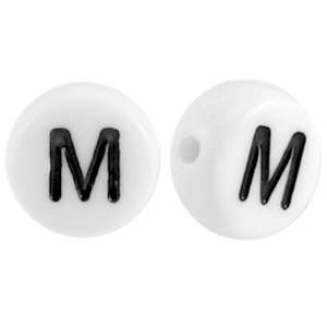 Perles acryliques alphabet lettre M blanc