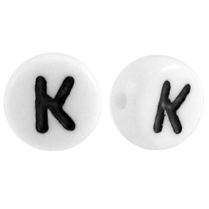 Perles acryliques alphabet lettre K blanc