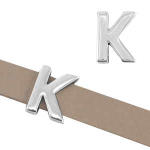 Poussoir en m&eacute;tal DQ lettre "K" &Oslash;10.3x2.3mm argent&eacute; antique (sans nickel)