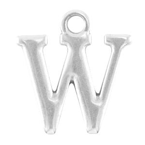 Perles alphabet en m&eacute;tal DQ lettre W argent&eacute; antique (sans nickel)
