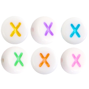 Perles acryliques alphabet lettre X multicolore-blanc