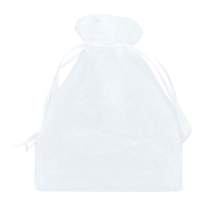 Sachet &agrave; bijoux en organza 13x18cm blanc