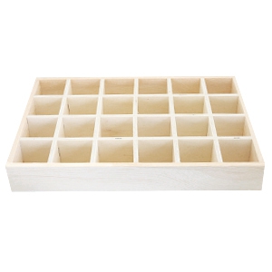 Pr&eacute;sentoir bijoux en bois 24 cases naturel (couleur naturelle du bois)