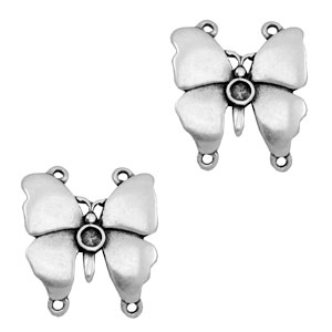 Breloques en m&eacute;tal TQ connecteur papillon avec sertis argent&eacute; antique