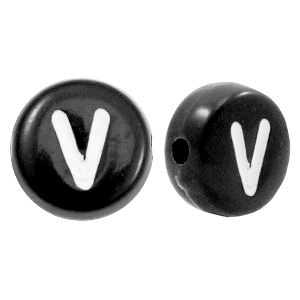 Perles acryliques alphabet lettre V noir