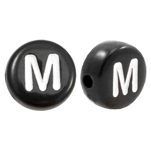 Perles acryliques alphabet lettre M noir