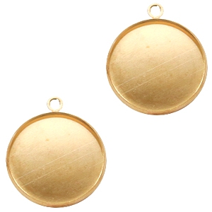 Breloque en m&eacute;tal serti pour cabochon 20mm dor&eacute;