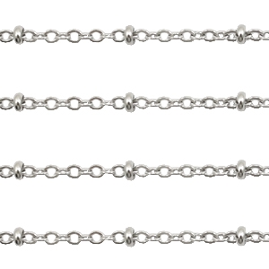 Appr&ecirc;ts en acier inox maille jaseron 2mm argent&eacute;
