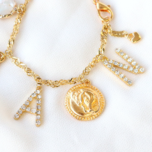 Inspiration avec les nouvelles breloques alphabet strass + cartes &agrave; bijoux !