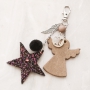 Magnifiques porte-cl&eacute;s en cuir DQ et en simili cuir avec anges et &eacute;toiles